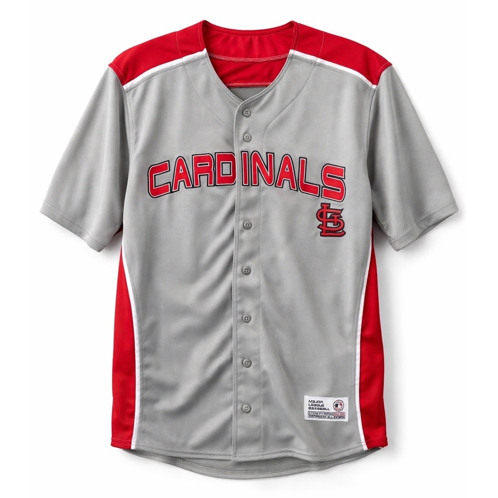 MLB St Louis Cardinals Dynasty Series‎ Jersey Mens Large Gray Red Baseball Shirt
